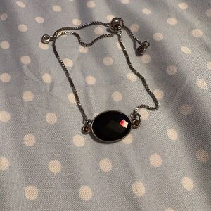 Elegant Black Stone Silver Bracelet